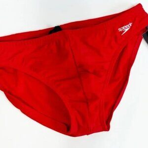 SPEEDO POWERFLEX ECO RED WHITE MEN SWIMMING BRIEF BIKINI BOTTOM SIZE 38 NEW